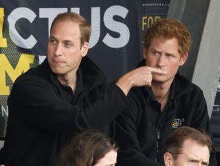 Prince William Putting Finger Over Prince Harry's Lips