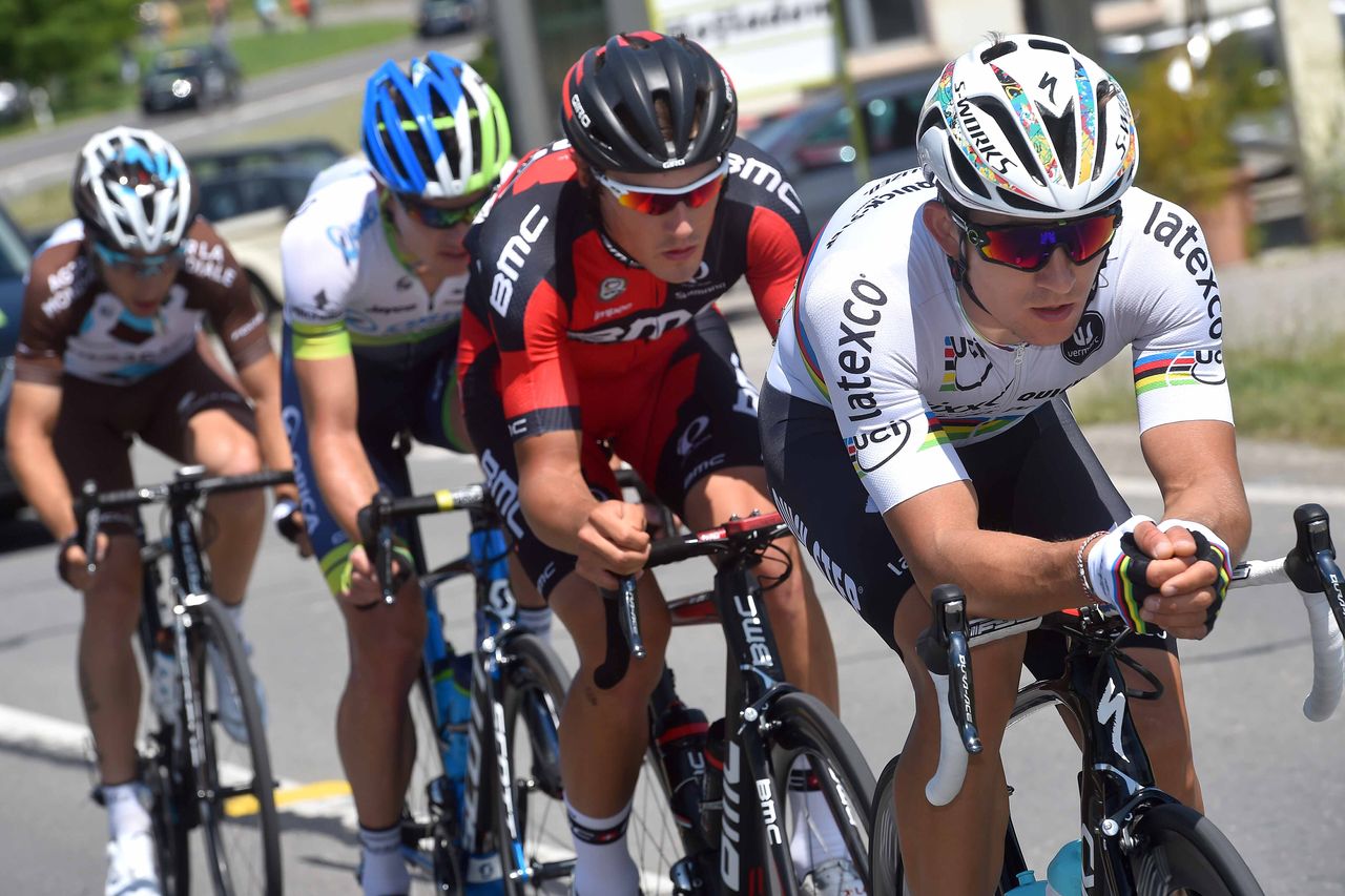 Michal Kwiatkowski (Etixx-Quickstep) leads the breakaway