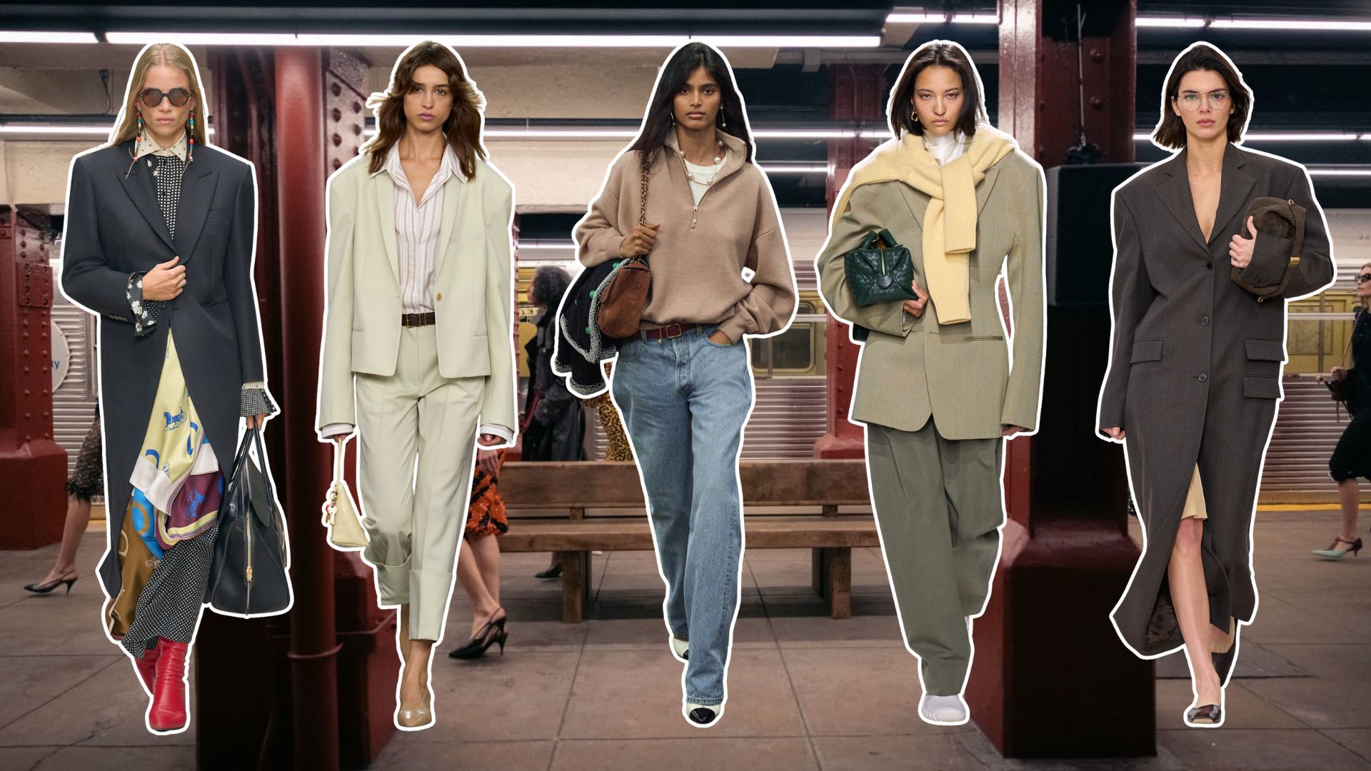 A collage of the biggest urban preppy outfits, as seen on the runway.