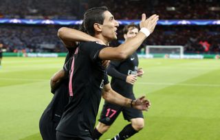 Angel Di Maria celebrates after scoring for Paris Saint-Germain against Malmo in the Champions League in September 2015.