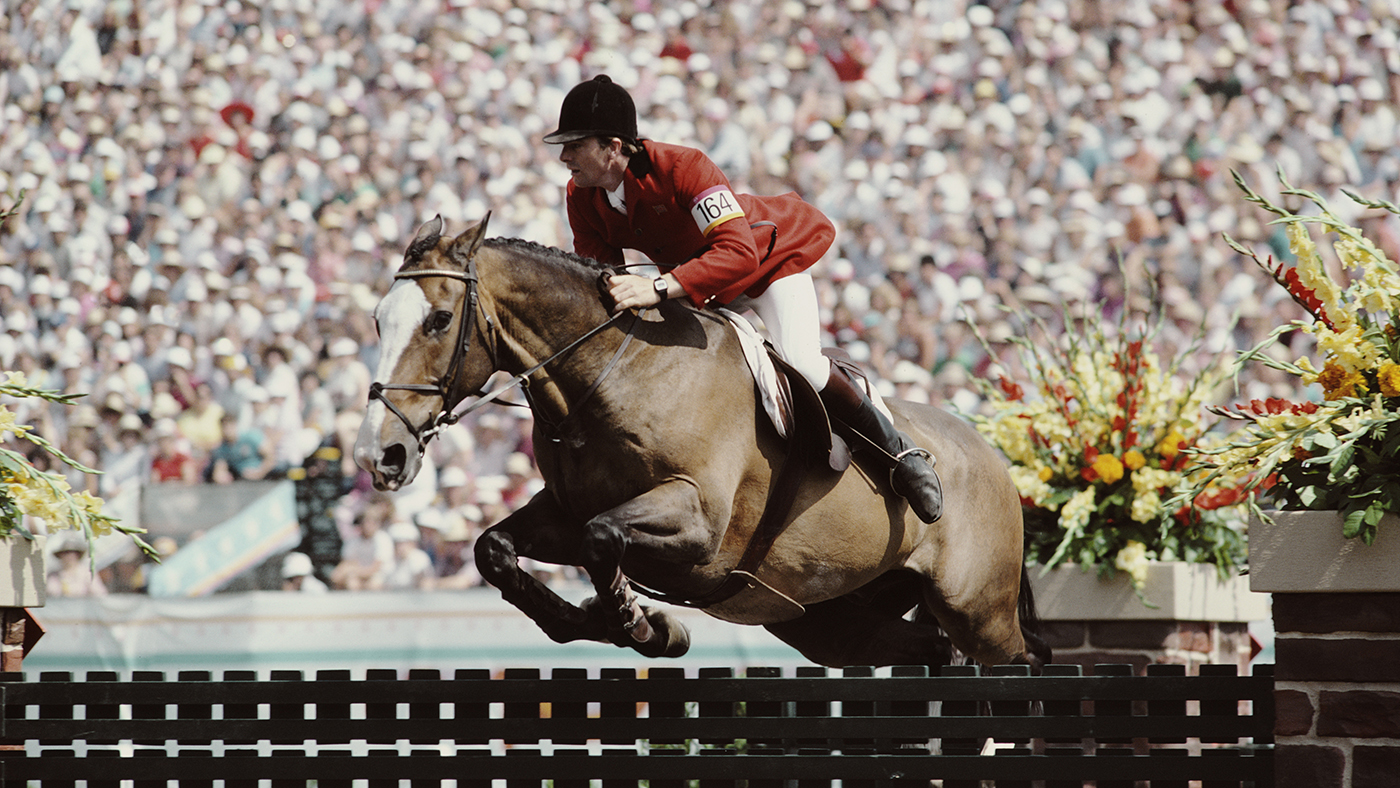John Whitaker riding Ryans Son at the 1984 Los Angeles Olympic Games.