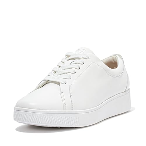 Fitflop Women's Rally Trainers - Soft Leather Tennis Sneakers - Comfortable, Lightweight With Natural Arch Support - Urban White - 5.5 Uk