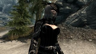 A Skyrim character wearing the Lustmord Vampire Armor, one of the best Skyrim mods