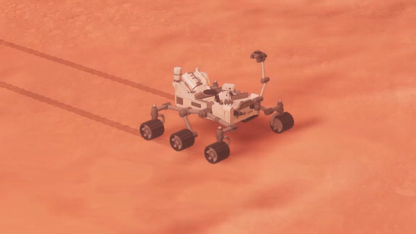 A rendition of NASA's Perseverance rover featured in the space game "Mars Horizon."