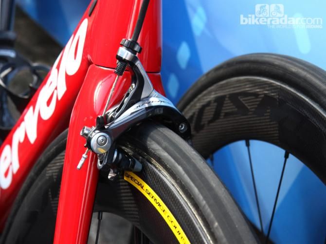 Most of the brakes we saw before the start of Scheldeprijs had their quick-releases in the open position