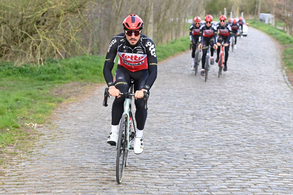 German John Degenkolb of Lotto Soudal pictured during a training session on the track of the Ronde van Vlaanderen cycling race Friday 02 April 2021 The 105th edition of the cycling race will take place on Easter Sunday 04 AprilBELGA PHOTO DIRK WAEM Photo by DIRK WAEMBELGA MAGAFP via Getty Images