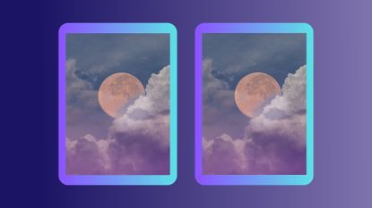 two full moons on a purple and blue pastel background