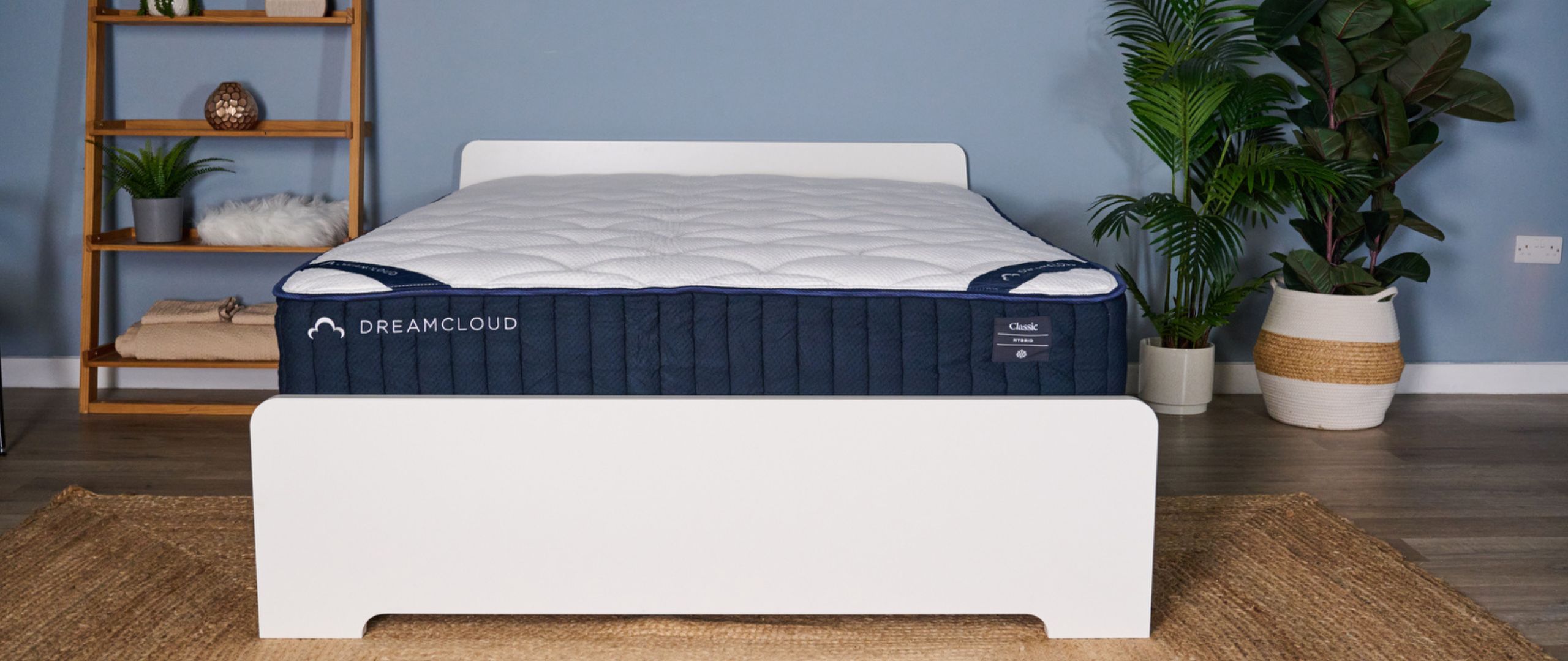 The DreamCloud Classic mattress on a white bed frame in the Tom&#039;s Guide Sleep Lab