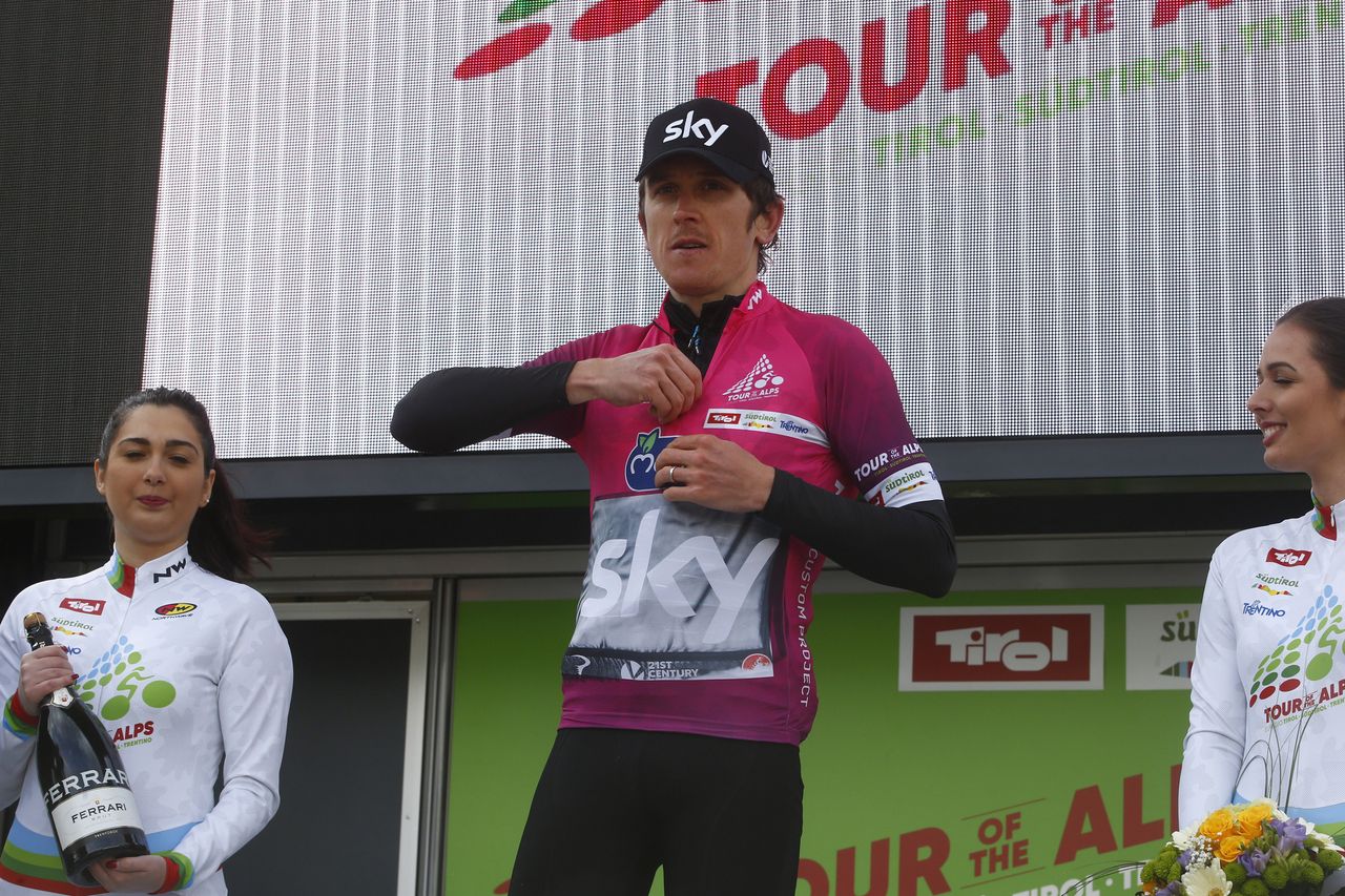 Geraint Thomas (Sky) in the race lead