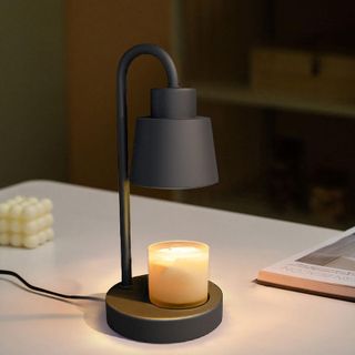 black candle warmer lamp with candle