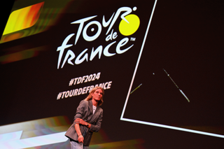 Demi Vollering at the 2024 Tour de France Femmes route reveal in Paris