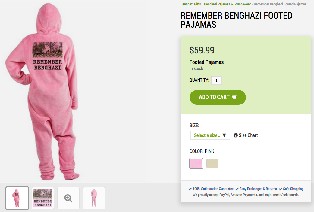 Benghazi footed pajamas.