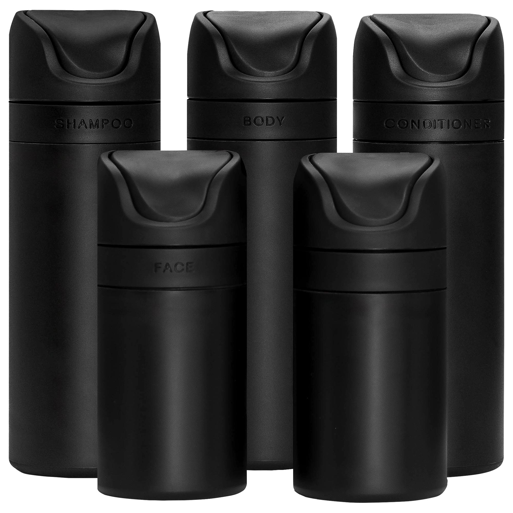 The Essential Refillable Travel Container Set in Black