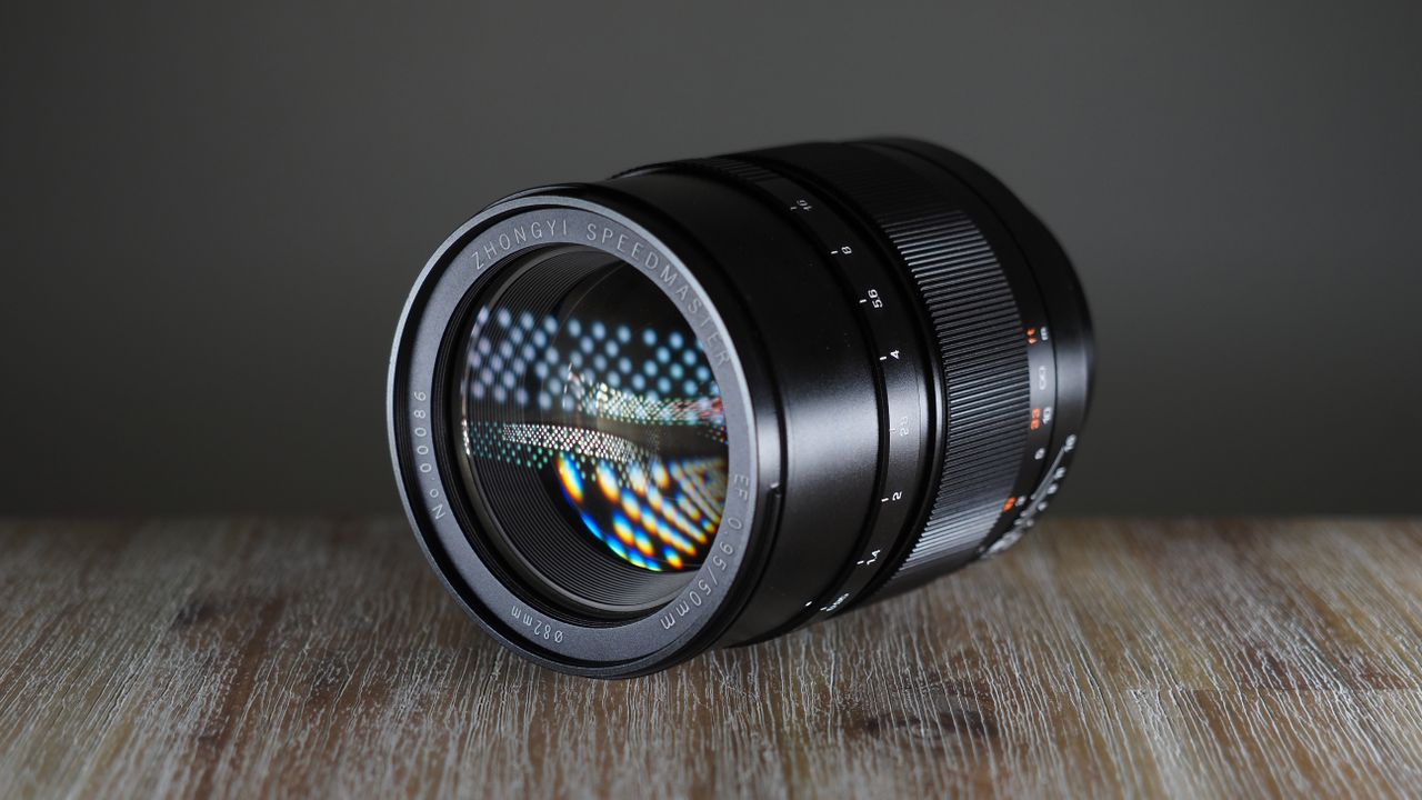 Zhongyi Mitakon Speedmaster 50mm f/0.95 on a wooden surface