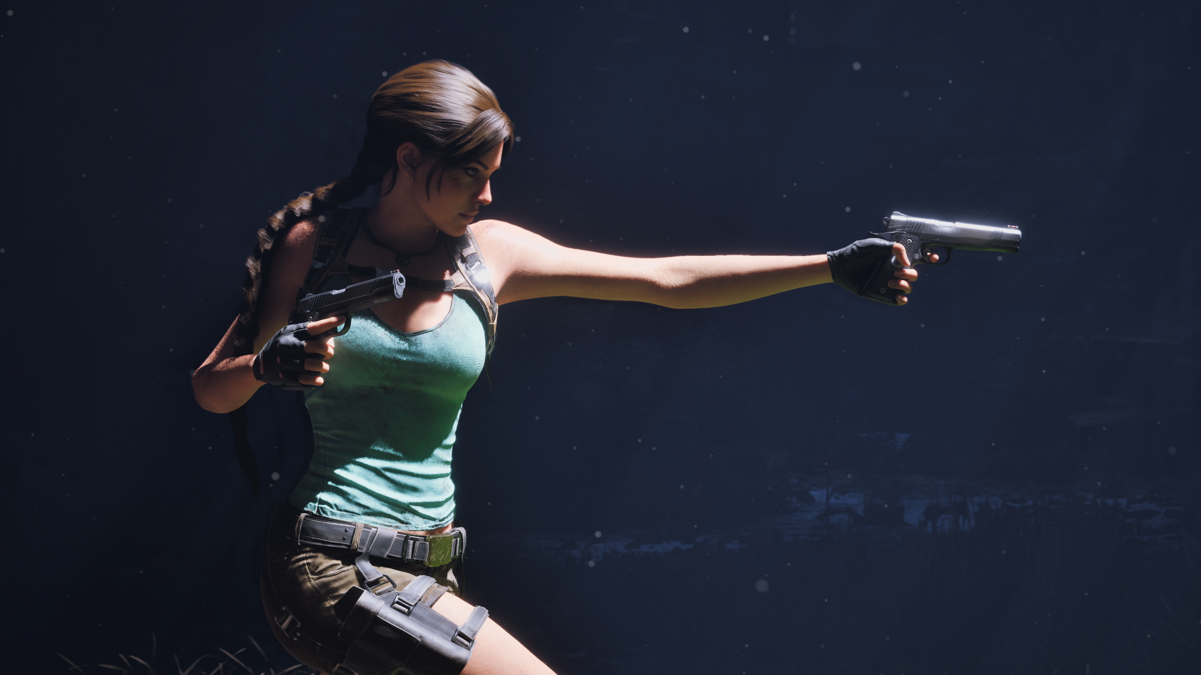 Lara Croft with her dual pistols in Tomb Raider: Legacy of Atlantis