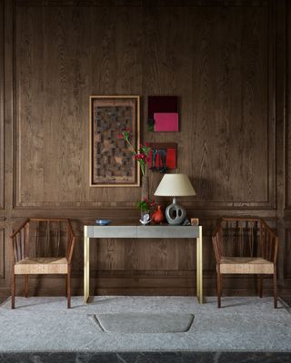 Chairs & table with lamp