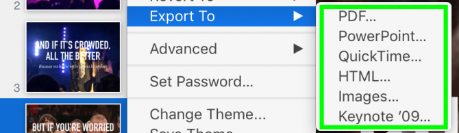how to export keynote presentation