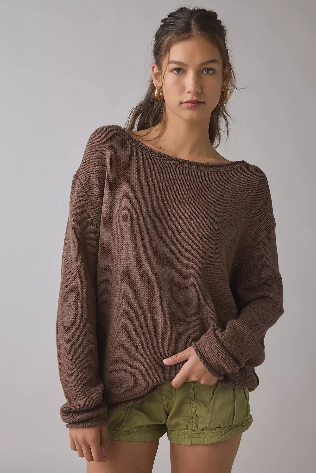 Bdg Nola Cotton Blend Oversized Boatneck Sweater