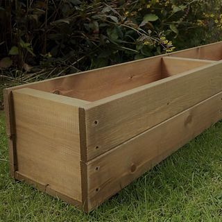 Large Wooden Garden Planter Decking Tub Tan Trough 120 cm 4ft