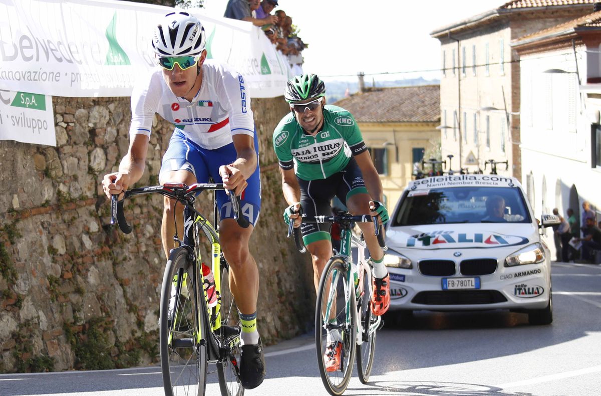 Davide Ballerini and Fabrio Ferrari on the attack at the Coppa Sabatini.