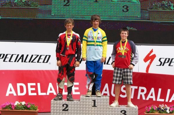 U15 Mens Downhill Podium (L-R) Joel Willis, Andrew Crimmins, Remy Morton