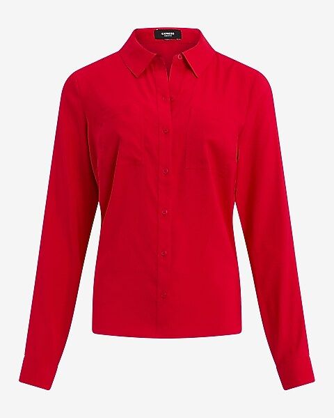 express, Georgette Double Pocket Relaxed Portofino Shirt