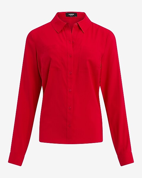 express, Georgette Double Pocket Relaxed Portofino Shirt