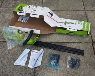 hedge trimmer unpacked from its box