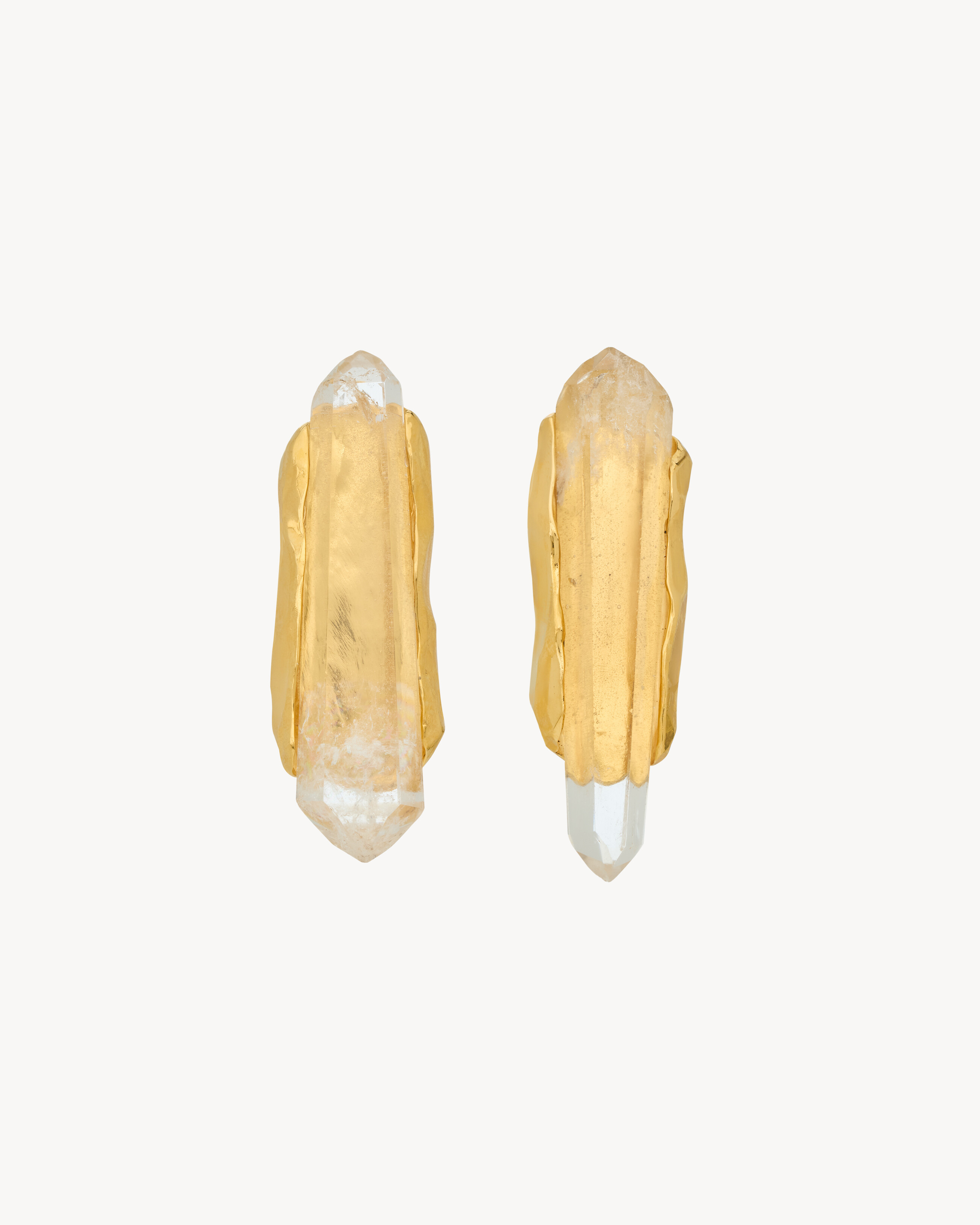 Obelisk Earrings in Crystal Rock and Metal