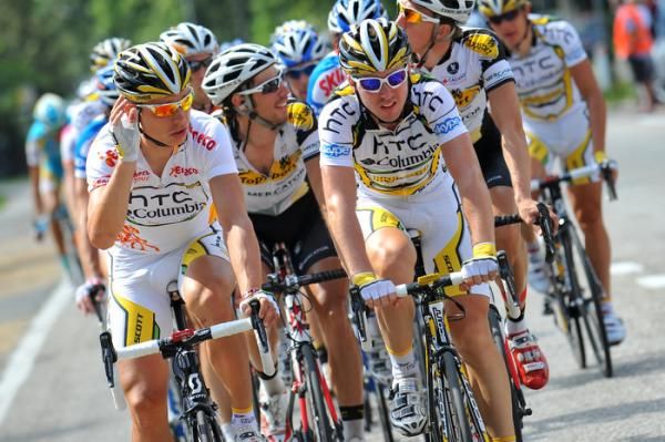 HTC-Columbia at the front of the peloton