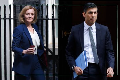 A collage of Liz Truss (left) and Rishi Sunak (right) outside number 10 Downing Street