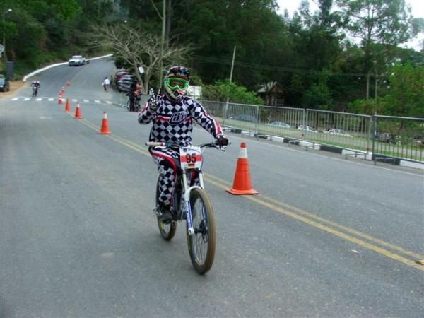 The downhill clown was on hand to entertain.
