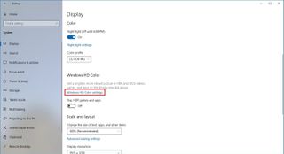 Windows HDR Color settings option