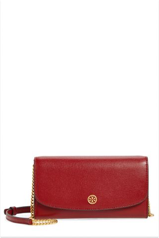 Tory Burch Robinson Leather Wallet on a Chain