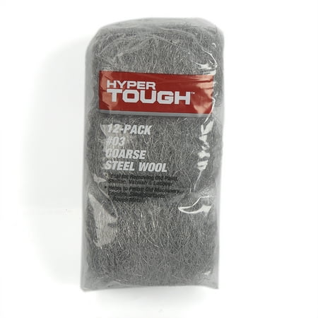 Hyper Tough #3 Coarse Steel Wool Pads, 12 Pack