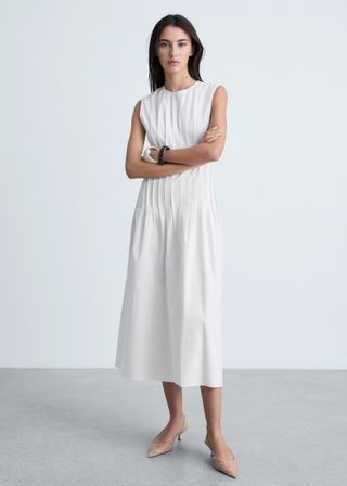 Cotton Pleated Midi-Dress - Women | Mango Usa