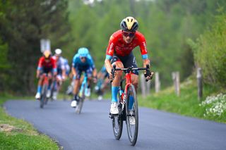 APRICA, ITALY - MAY 24: Pello Bilbao LÃ³pez De Armentia of Spain and Team Bahrain Victorious competes during the 105th Giro d'Italia 2022, Stage 16 a 202km stage from SalÃ² to Aprica 1173m / #Giro / #WorldTour / on May 24, 2022 in Aprica, Italy. (Photo by Tim de Waele/Getty Images)