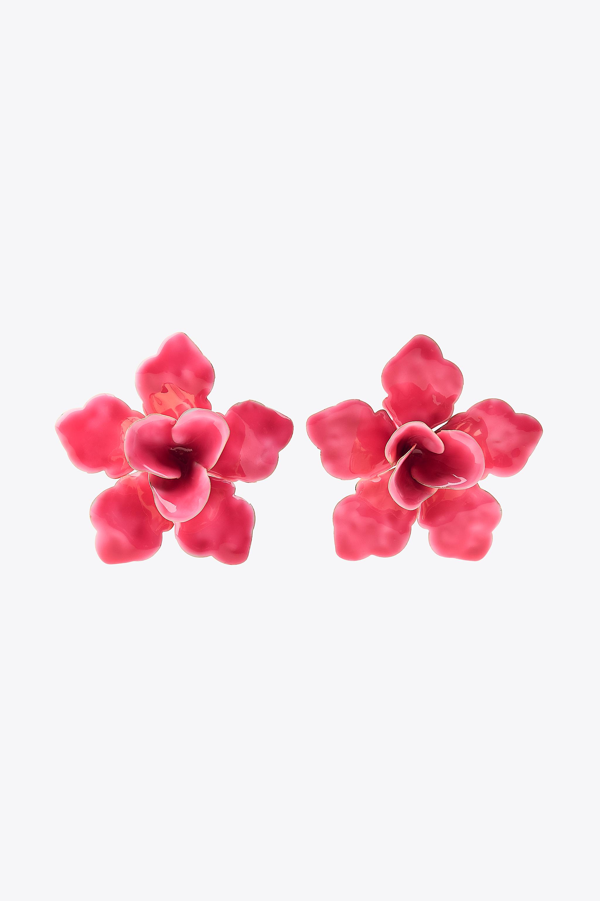 Enameled Flower Maxi Earrings