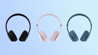 Beats Solo 4 in different colors on blue background