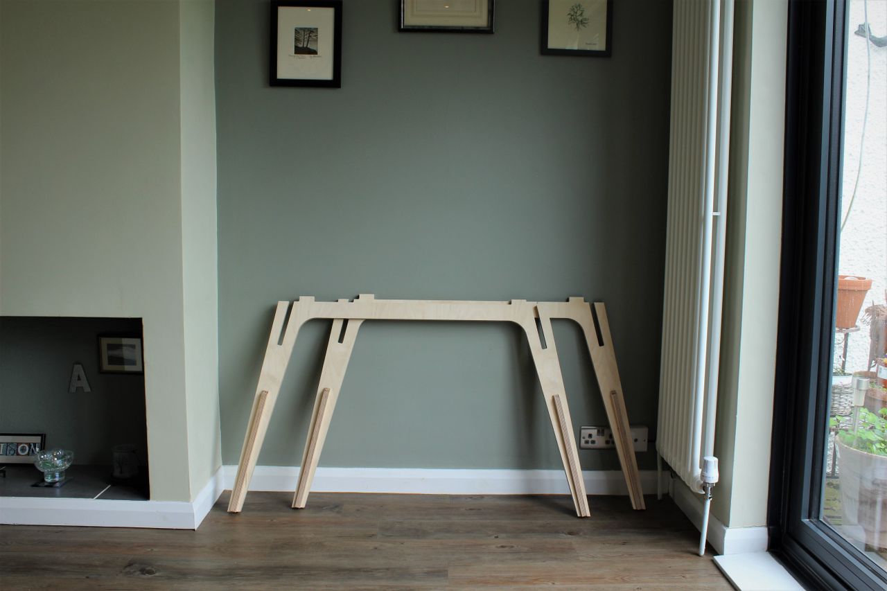 diy desk folded down to save space in a smaller home