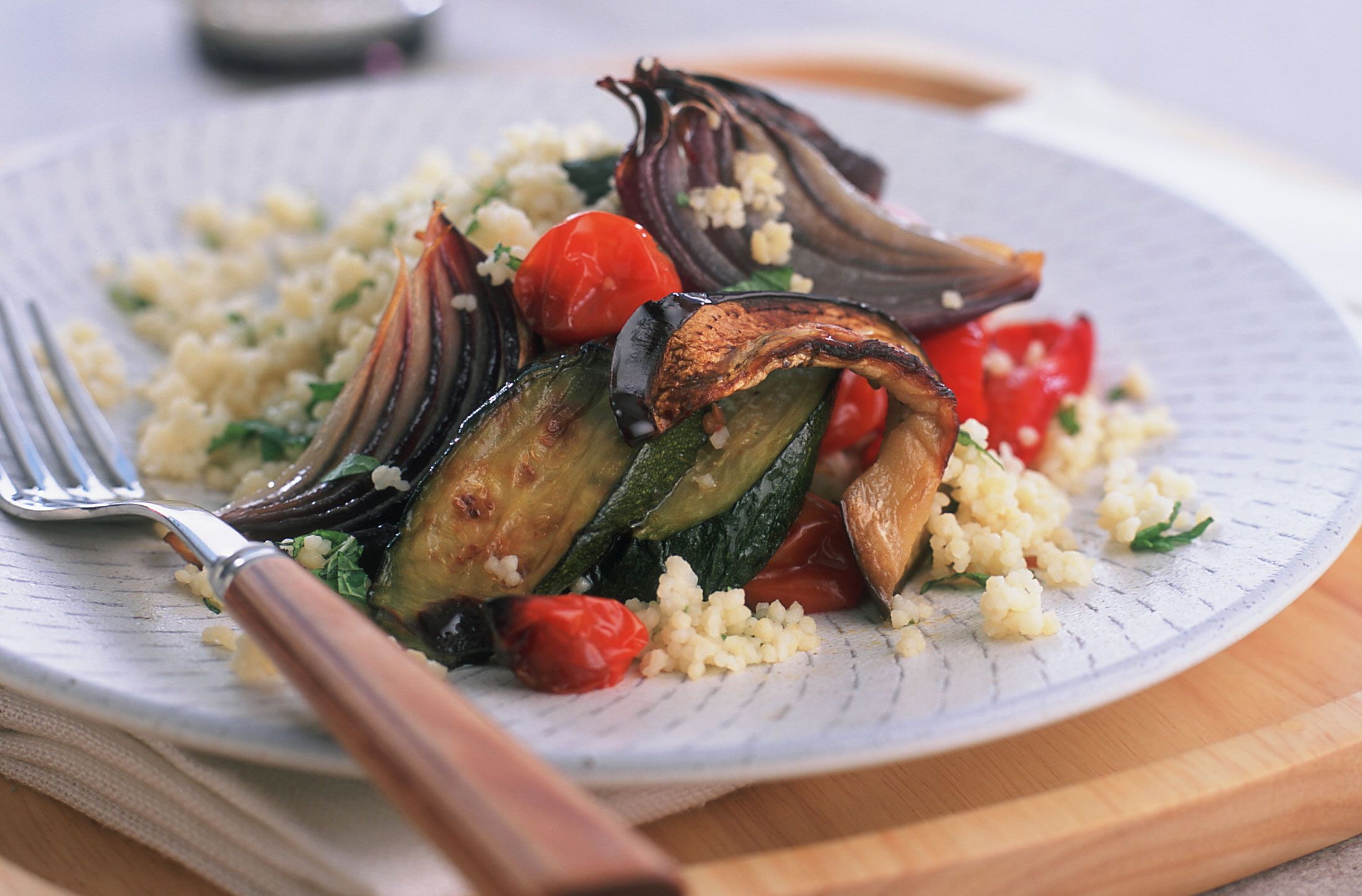 Roasted courgette and tomato couscous recipe