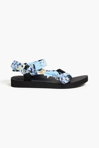 Trekkie gauze-trimmed printed canvas sandals