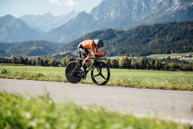 Annemiek van Vleuten (Netherlands) passes through the stunning Austrian scenery on her way to the elite women's individual time trial title