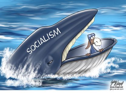 Political Cartoon U.S Democrats socialism whale