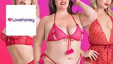 Love Honey Logo placed over three women in lingere