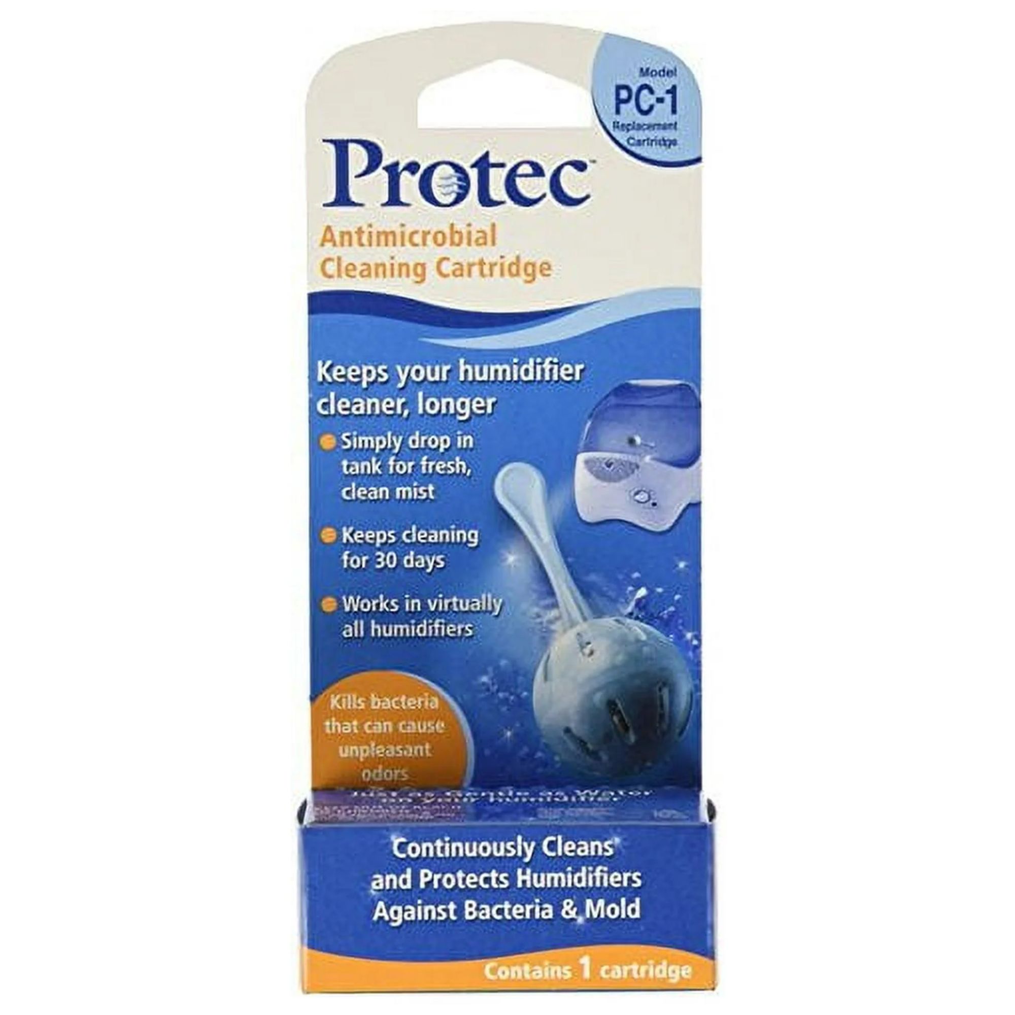 Cleaning cartridge in a blue and white cardboard package