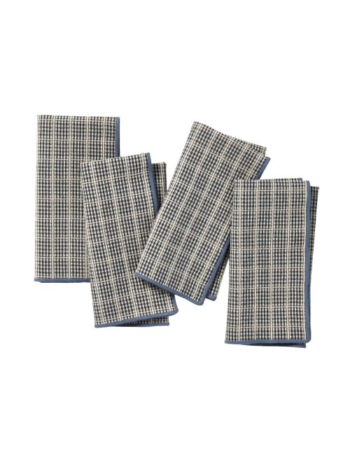 Hearth & Hand with Magnolia Set of 4 Plaid Cloth Napkins Navy 