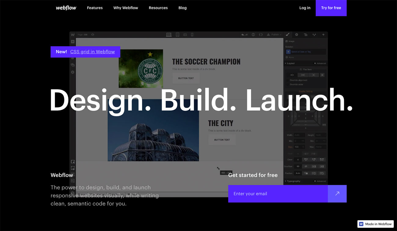 Choose a website builder: Webflow