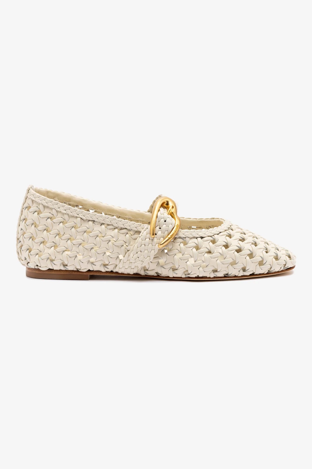 Larroudé, Verona Macrame Ballet Flat in Ivory Leather
