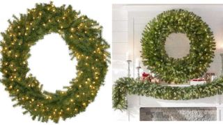 faux foliage best Christmas wreath with 200 warm lights